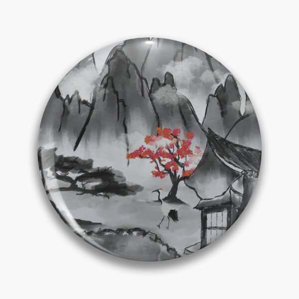 Item preview, Korean Ink Wash Landscape – Red Sun designed and sold by GomTaeng.