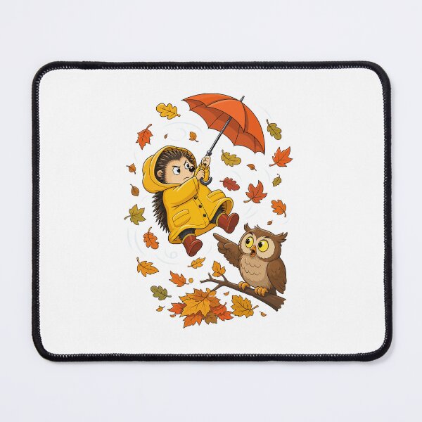 Item preview, Autumn Storm — Prickly Hero with Umbrella and Surprised OwlCopy of Forest Friends Autumn Sticker — Owl, Fox, Hedgehog and Rabbit Around a Big Mushroom designed and sold by Krasnovaovaova.