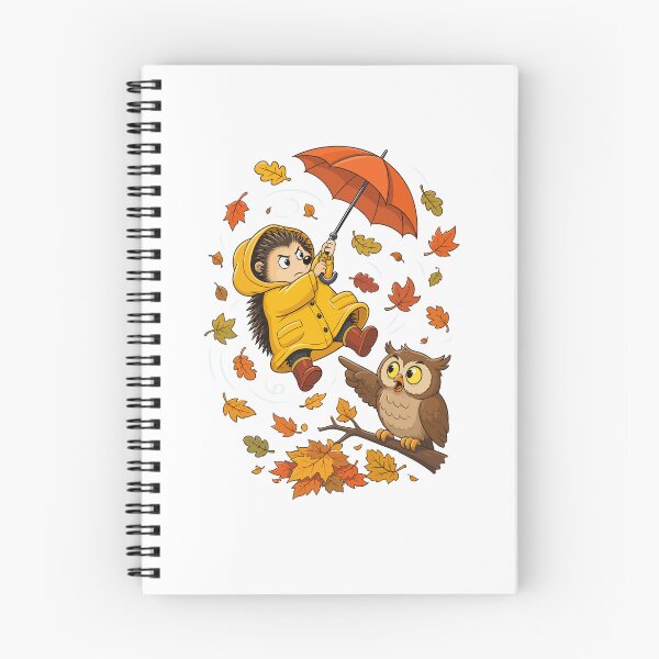 Item preview, Autumn Storm — Prickly Hero with Umbrella and Surprised OwlCopy of Forest Friends Autumn Sticker — Owl, Fox, Hedgehog and Rabbit Around a Big Mushroom designed and sold by Krasnovaovaova.