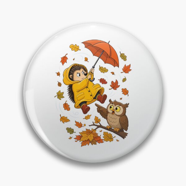Item preview, Autumn Storm — Prickly Hero with Umbrella and Surprised OwlCopy of Forest Friends Autumn Sticker — Owl, Fox, Hedgehog and Rabbit Around a Big Mushroom designed and sold by Krasnovaovaova.