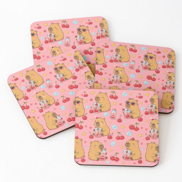 Item preview, Cute Capybara Cherry Soda Pattern designed and sold by Soft Berry Studio.