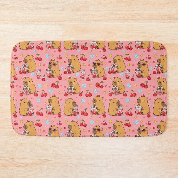 Item preview, Cute Capybara Cherry Soda Pattern designed and sold by Soft Berry Studio.