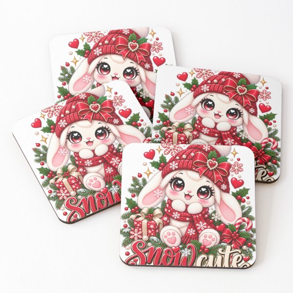 Item preview, Snow Cute Christmas Bunny – Red Kawaii Winter Kids Holiday Girly Gift designed and sold by SaNaCreation13.