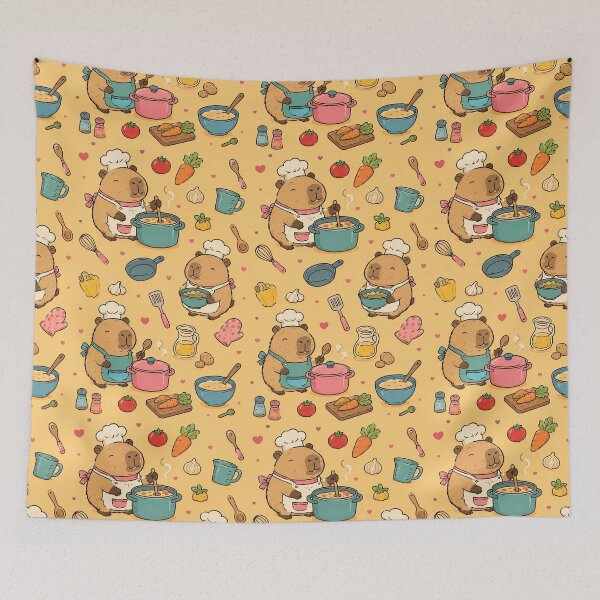 Item preview, Cute Capybara Little Chef Pattern designed and sold by Soft Berry Studio.