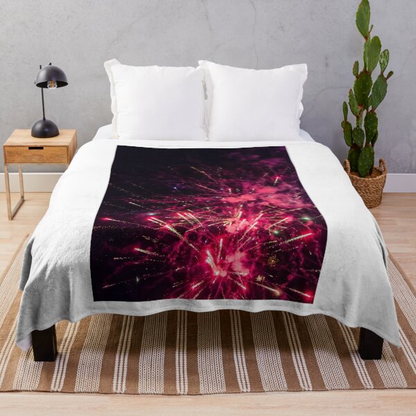 Item preview, Colorful Fireworks Explosion Over Night Sky Celebrating Holiday Event With Red Green Sparks And Smoke designed and sold by Nmallia.