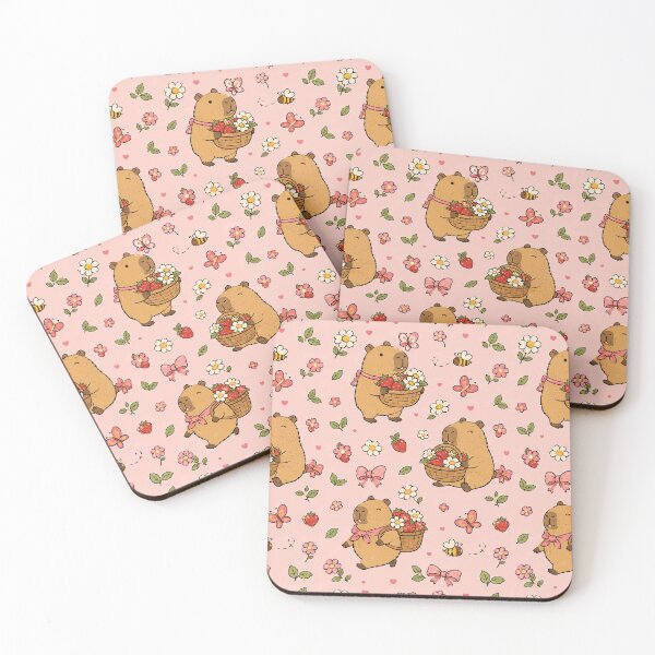 Item preview, Cute Capybara Strawberry Flower Basket Pattern designed and sold by Soft Berry Studio.