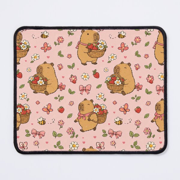 Item preview, Cute Capybara Strawberry Flower Basket Pattern designed and sold by Soft Berry Studio.