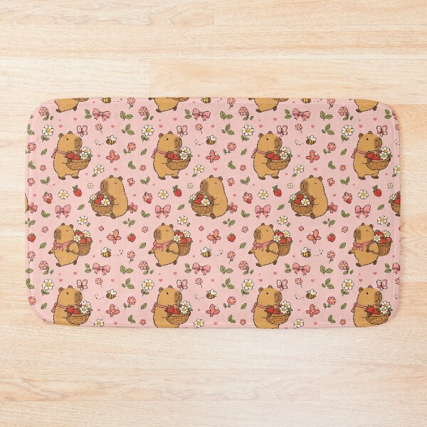 Item preview, Cute Capybara Strawberry Flower Basket Pattern designed and sold by Soft Berry Studio.