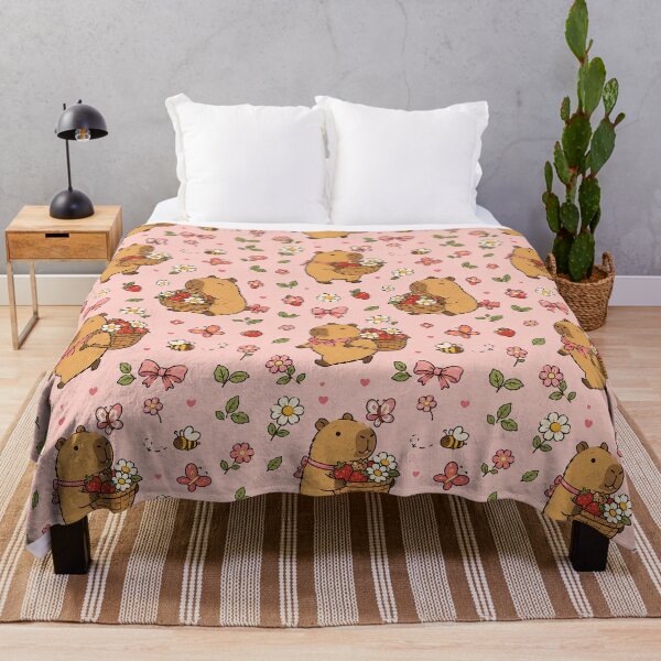 Item preview, Cute Capybara Strawberry Flower Basket Pattern designed and sold by Soft Berry Studio.