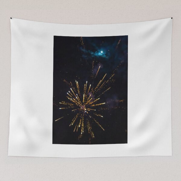 Item preview, Colorful Fireworks Explosion Over Night Sky Celebrating Holiday Event With Red Green Sparks And Smoke designed and sold by Nmallia.