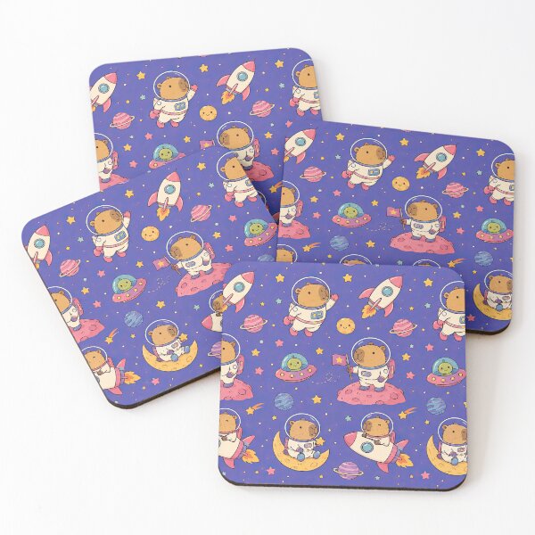 Item preview, Cute Capybara Space Adventure Pattern designed and sold by Soft Berry Studio.