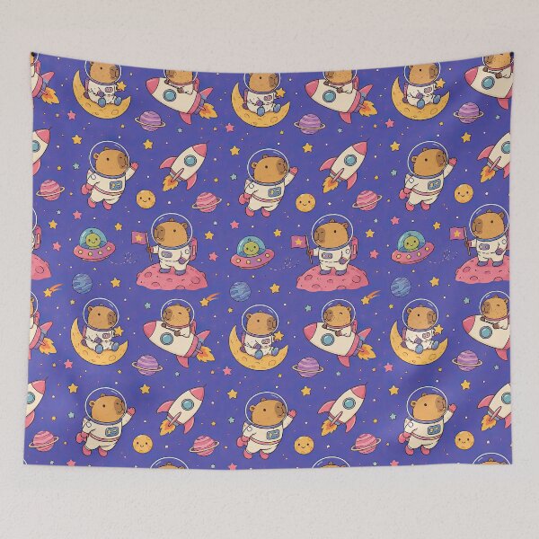 Item preview, Cute Capybara Space Adventure Pattern designed and sold by Soft Berry Studio.