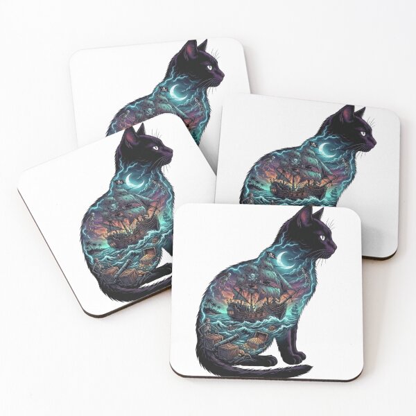 Item preview, Spooky Pirate Cat Silhouette Fantasy Scene designed and sold by Feral Kitty Design Studio, LLC.