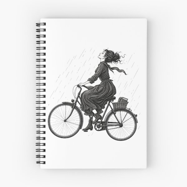 Item preview, Victorian woman on a bicycle in the rain designed and sold by KokoFlanell.