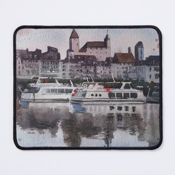 Item preview, Rapperswil Switzerland Lake Castle Watercolor designed and sold by SlavaArt.
