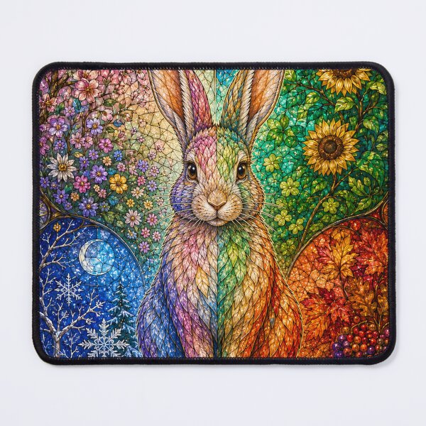 Item preview, The Four Seasons Rabbit – Messenger of Nature in Stained Glass designed and sold by Pixel Otaku Gallery.