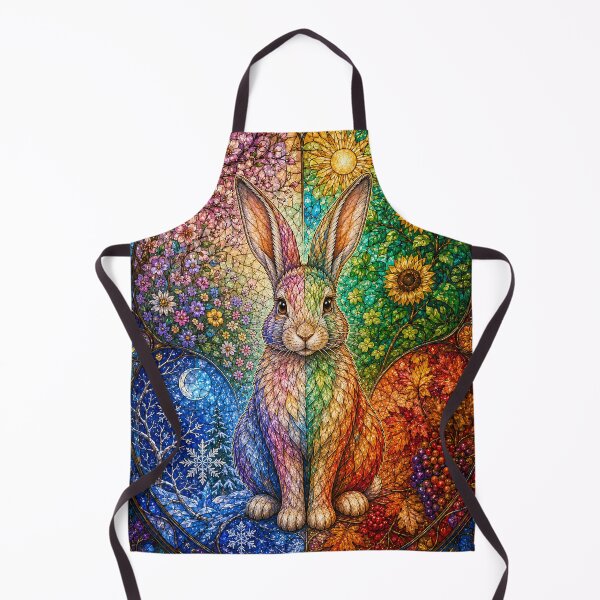 Item preview, The Four Seasons Rabbit – Messenger of Nature in Stained Glass designed and sold by Pixel Otaku Gallery.