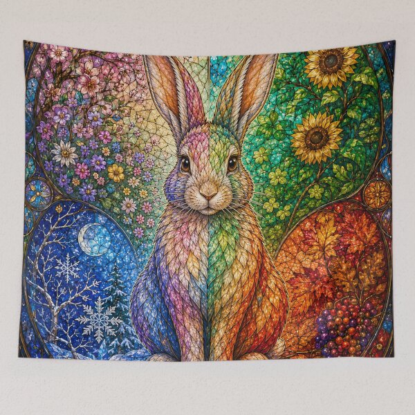 Item preview, The Four Seasons Rabbit – Messenger of Nature in Stained Glass designed and sold by Pixel Otaku Gallery.
