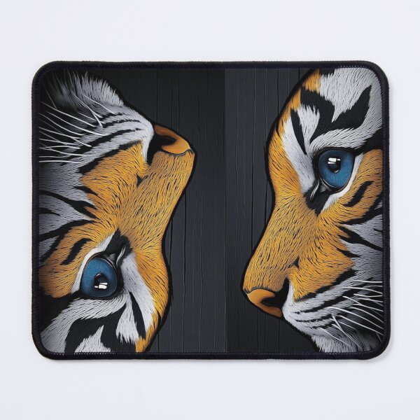 Item preview, Majestic Blue Eyed Tiger Split Portrait designed and sold by DKSH1234.