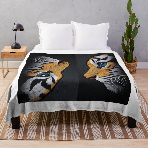 Item preview, Majestic Blue Eyed Tiger Split Portrait designed and sold by DKSH1234.