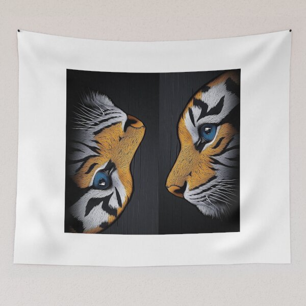 Item preview, Majestic Blue Eyed Tiger Split Portrait designed and sold by DKSH1234.