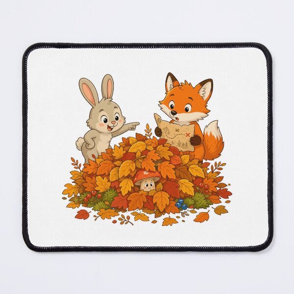 Item preview, Autumn Adventure — Fox with Map, Pointing Bunny, and Hidden Mushroom designed and sold by Krasnovaovaova.