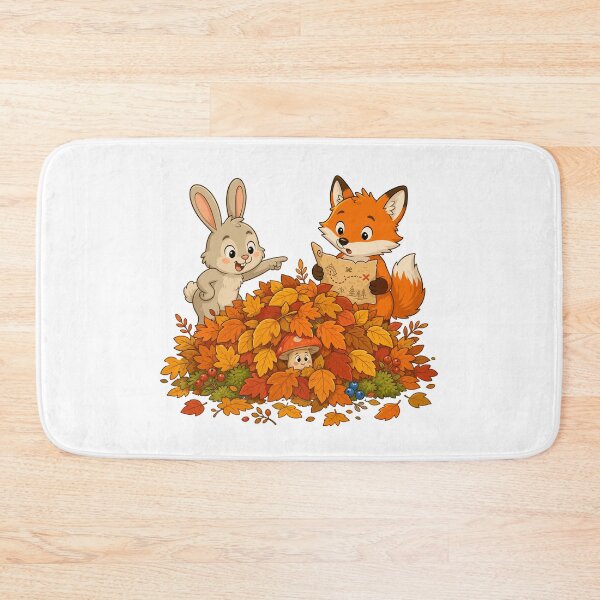 Item preview, Autumn Adventure  — Fox with Map, Pointing Bunny, and Hidden Mushroom designed and sold by Krasnovaovaova.