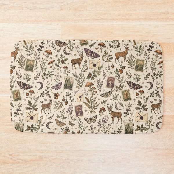 Item preview, Vintage Woodland Deer Moths Mushrooms Botanical Ephemera Pattern designed and sold by Pick&Grin.