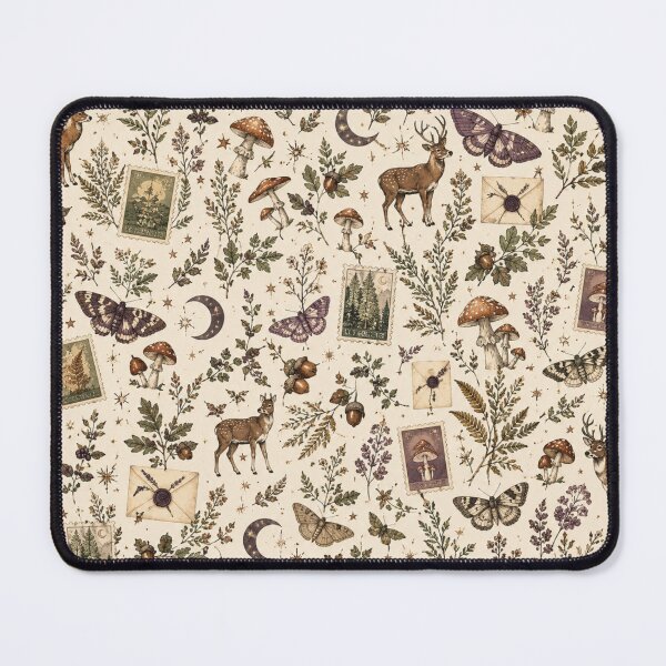 Item preview, Vintage Woodland Deer Moths Mushrooms Botanical Ephemera Pattern designed and sold by Pick&Grin.