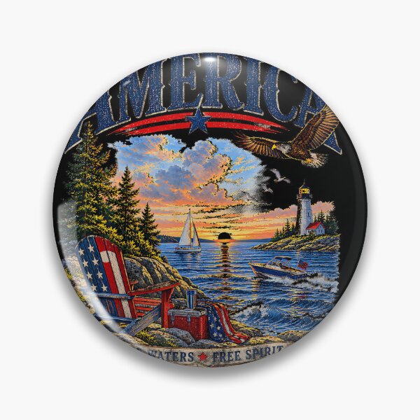 Item preview, Lake America USA Patriotic Lake Life Design designed and sold by HaytamShop.