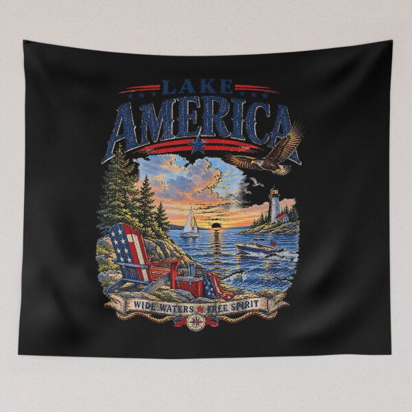 Item preview, Lake America USA Patriotic Lake Life Design designed and sold by HaytamShop.