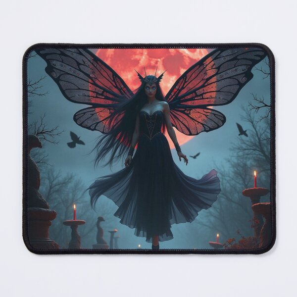 Item preview, Blood Moon Dark Fairy – Gothic Butterfly Queen in an Enchanted Haunted Forest designed and sold by Dream Bloom Gallery.