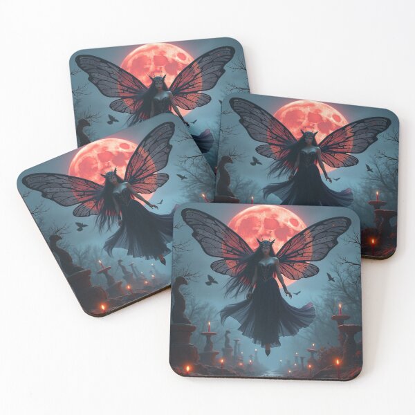 Item preview, Blood Moon Dark Fairy – Gothic Butterfly Queen in an Enchanted Haunted Forest designed and sold by Dream Bloom Gallery.