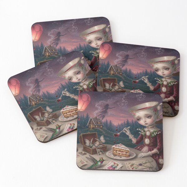 Item preview, A Cup Full of Memories – Pop Surrealism Art, Victorian Whimsy, Dark Fairytale Illustration designed and sold by Piagor.
