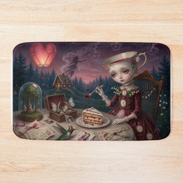 Item preview, A Cup Full of Memories – Pop Surrealism Art, Victorian Whimsy, Dark Fairytale Illustration designed and sold by Piagor.