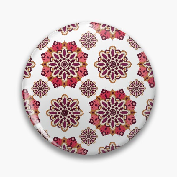 Item preview, Vintage Boho Floral Mandala Pattern – Burgundy & Coral Folk Art designed and sold by Mousy17.