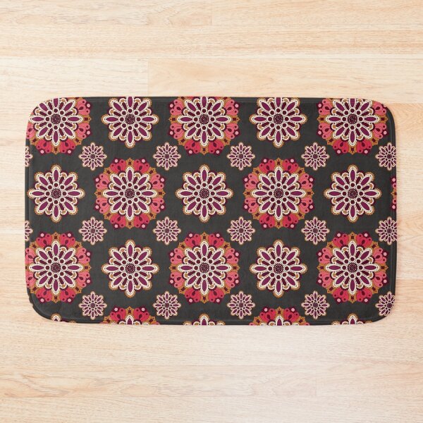 Item preview, Vintage Boho Floral Mandala Pattern – Burgundy & Coral Folk Art designed and sold by Mousy17.
