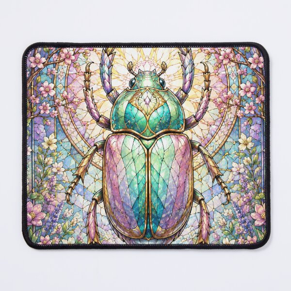 Item preview, The Spring Scarab – Floral Stained Glass Jewel designed and sold by Pixel Otaku Gallery.