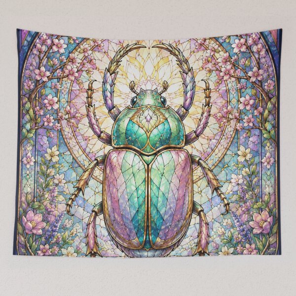 Item preview, The Spring Scarab – Floral Stained Glass Jewel designed and sold by Pixel Otaku Gallery.