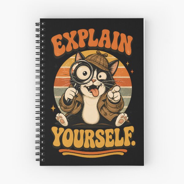 Item preview, Explain Yourself Funny Detective Cat Sarcastic Cat Meme designed and sold by Retro Whiskers.