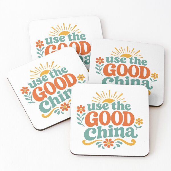 Item preview, Use the Good China – Retro Seventies Enjoy Life Motto designed and sold by picadillyprints.