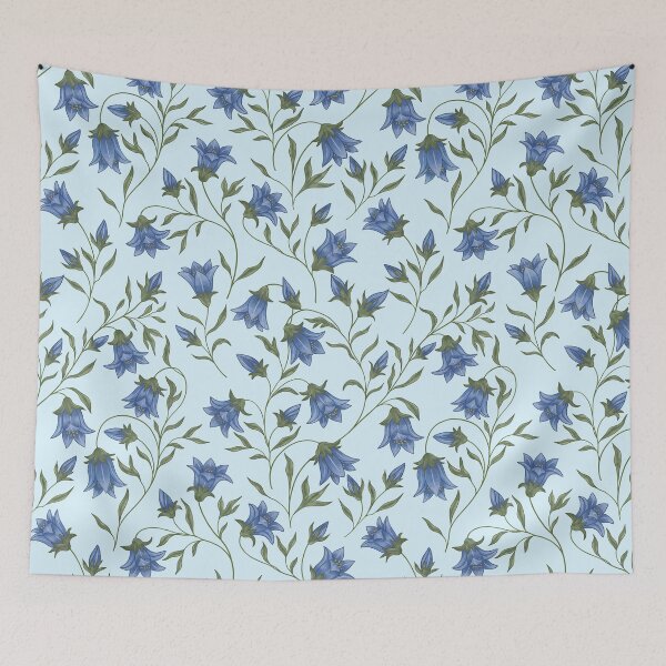 Item preview, Blue bellflower botanical floral pattern designed and sold by and-creative2.