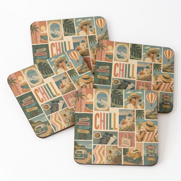 Item preview, Vintage Travel Collage Bon Voyage Chill designed and sold by littlepiptales.