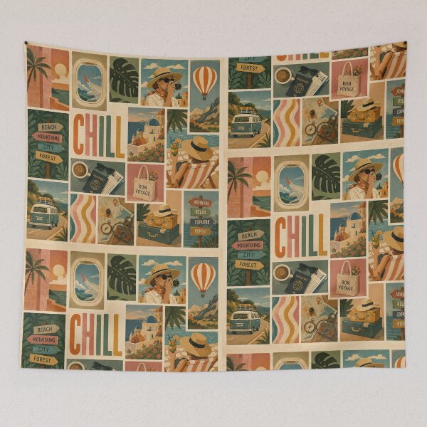 Item preview, Vintage Travel Collage Bon Voyage Chill designed and sold by littlepiptales.