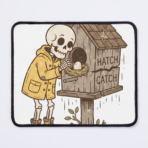 Item preview, Cute Skeleton In Raincoat Birdhouse Nest Egg Hatch Catch Retro Graphic designed and sold by MisteryDesigner.