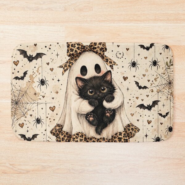 Item preview, Leopard Bow Ghost Cat Halloween designed and sold by Pure Craft.