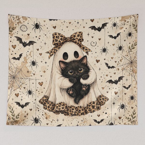 Item preview, Leopard Bow Ghost Cat Halloween designed and sold by Pure Craft.