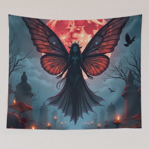 Item preview, Crimson Moon Butterfly Fairy – Gothic Dark Fantasy Enchanted Night designed and sold by Dream Bloom Gallery.