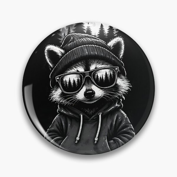 Item preview, Raccoon with Beanie Sunglasses - Stylized Nightscape Print designed and sold by potseed21.