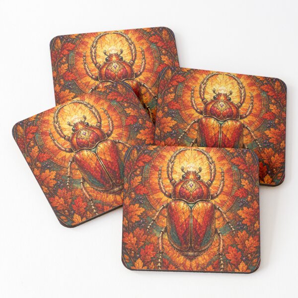 Item preview, The Autumn Scarab – A flamboyant stained-glass jewel designed and sold by Pixel Otaku Gallery.